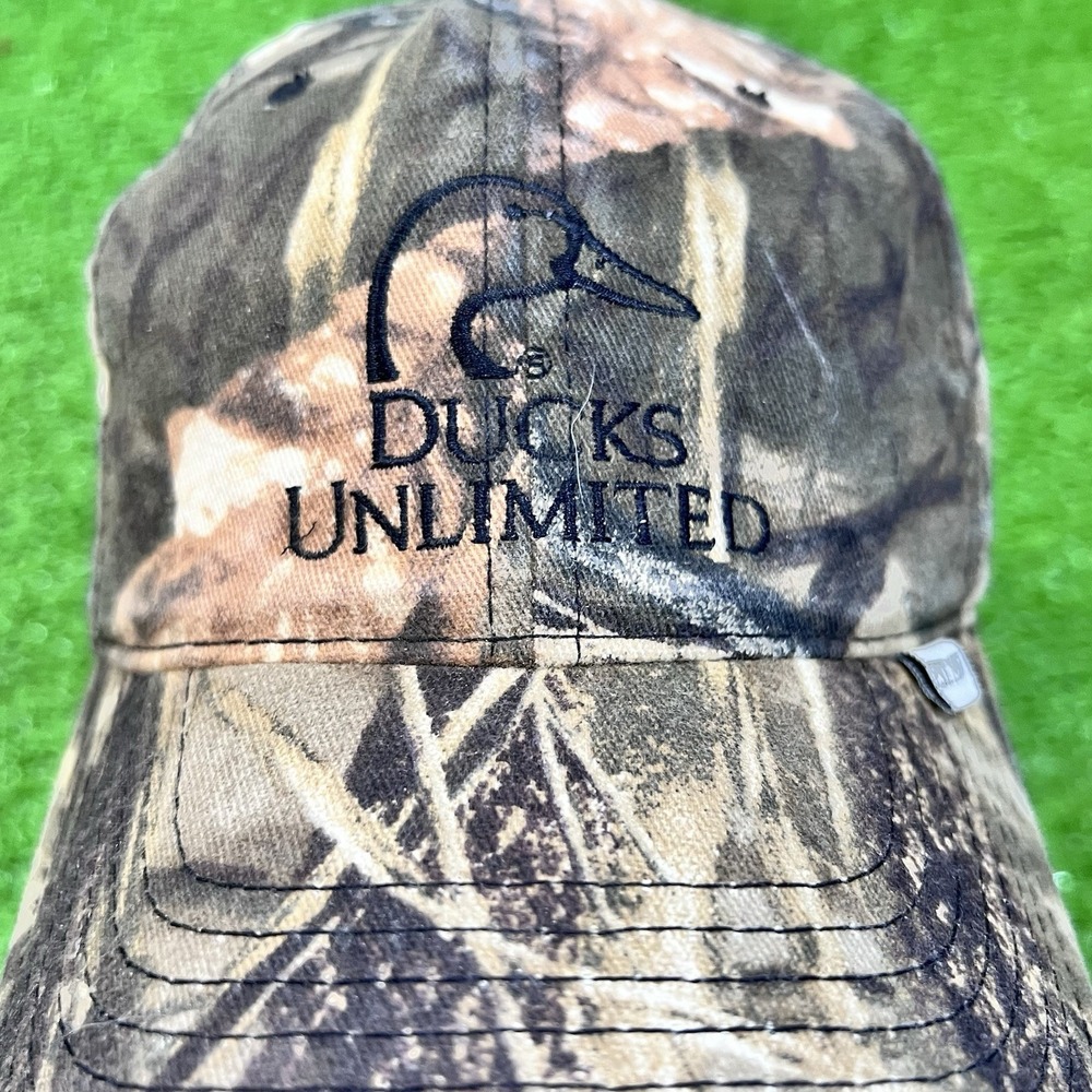 Ducks Unlimited Hat Camo Mossy Oak Cap Wetland Adjustable EUC Outdoor Caps - Picture 2 of 7